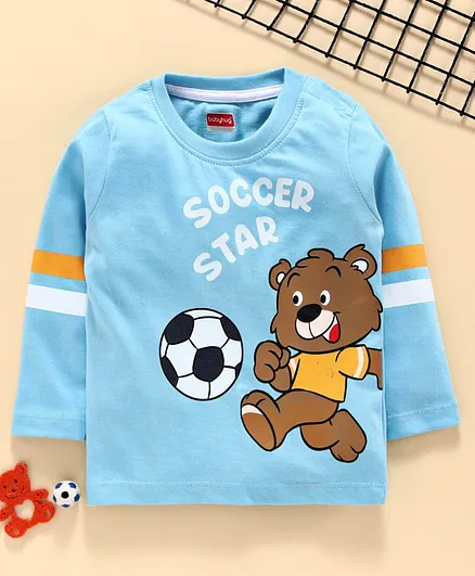Babyhug Full Sleeves Tee Animal Print - Blue