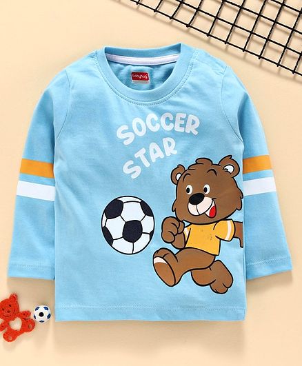 Babyhug Full Sleeves Tee Animal Print - Blue