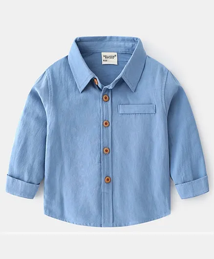 Kookie Kids Full Sleeves Solid Shirt - Blue
