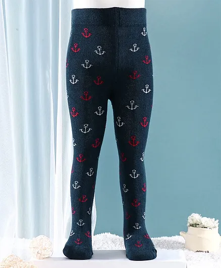 Mustang Full Length Tights Anchor Design -Navy Blue