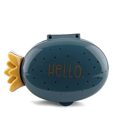 Strawberry Shape Soap Case Hello Print - Dark Blue