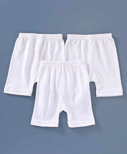 Red Rose Cycling Solid Shorts - White