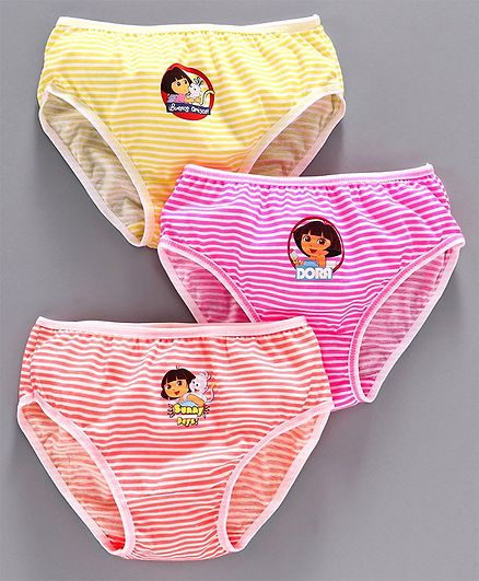 Red Rose Panties Dora Print Pack of 3 - Pink Yellow Peach