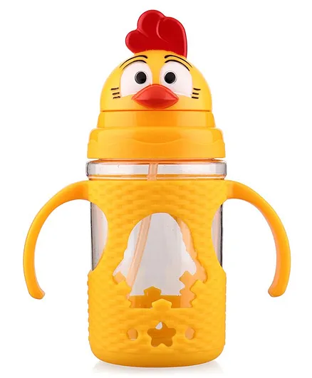 Rooster Design Sipper Cup with Twin Handle Yellow - 400 ml