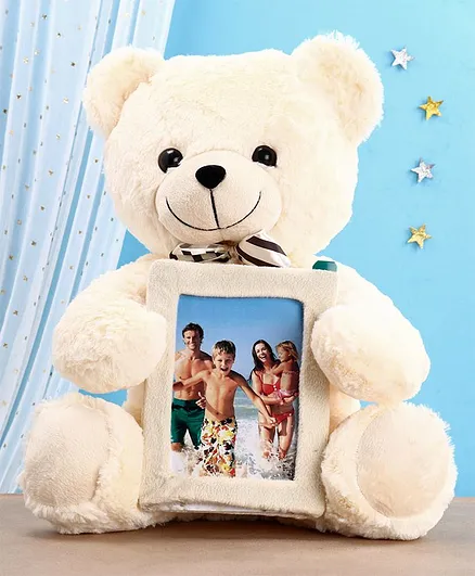 Chun Mun Stuff Teddy Bear Soft Toy with Inbuilt Photo Frame Cream - Height 40 cm