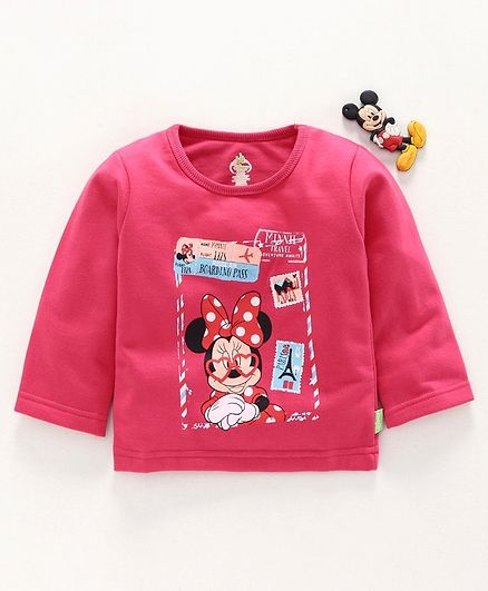 Bodycare First Full Sleeves T-Shirt Minnie Mouse Print - Pink