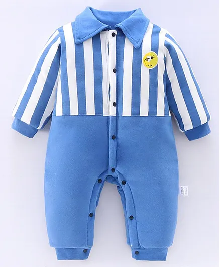 Kookie Kids Full Sleeves Striped Romper - Blue