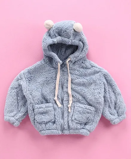 Kookie Kids Full Sleeves Hooded Jacket - Blue