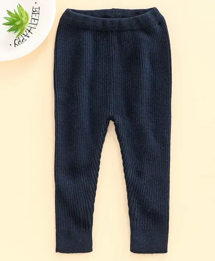 Yellow Apple Fleece and Woolen Leggings - Navy Blue