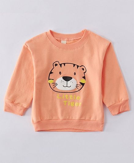 Kookie Kids Full Sleeves Sweatshirt Tiger Print - Peach