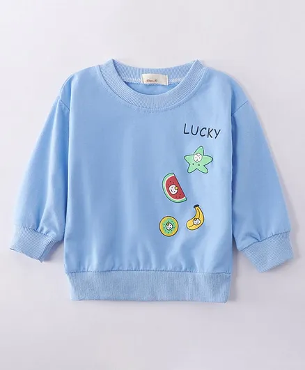 Kookie Kids Full Sleeves Sweatshirt Fruit Print - Blue