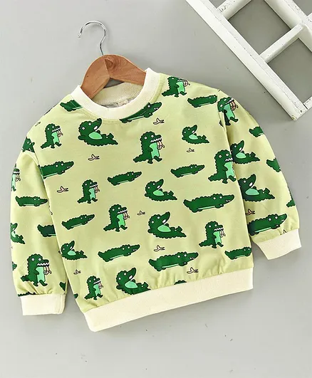 Kookie Kids Full Sleeves Tee Crocodile Print - Light Green