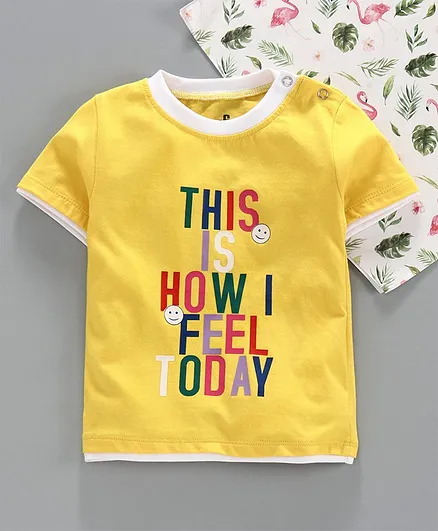 Under Fourteen Only Half Sleeves This Is How I Feel Today Print T-Shirt - Yellow