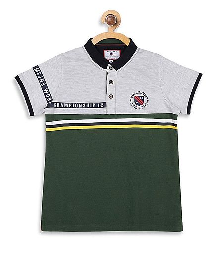 Monte Carlo Half Sleeves Color Blocked Tee - Green