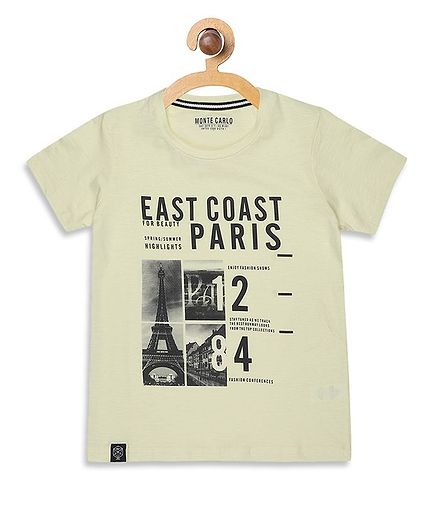 Monte Carlo Half Sleeves East Coast Print Tee - Light Yellow