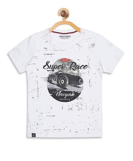 Monte Carlo Half Sleeves Super Race Print Tee - White