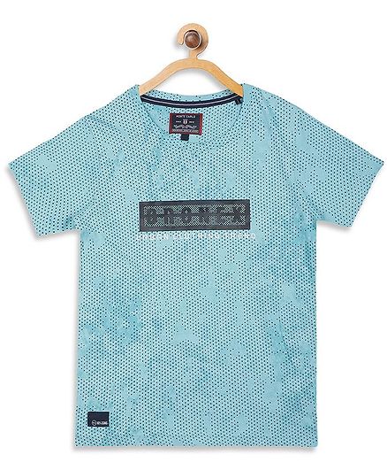 Monte Carlo Half Sleeves Urban Clothing Print Tee - Sky Blue