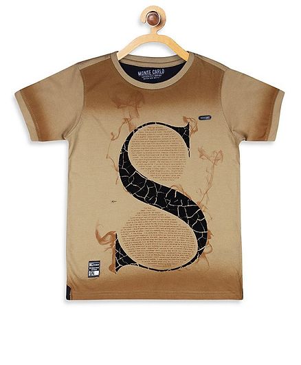 Monte Carlo Half Sleeves Alphabet S Print Tee - Pink