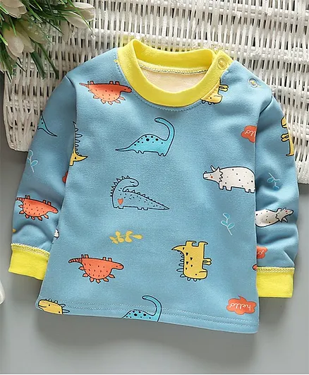 Kookie Kids Full Sleeves Tee Dino Print - Blue