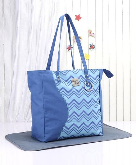 Mee Mee Diaper Bag With Changing Mat - Blue Grey