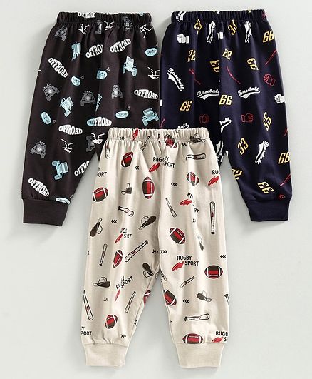 Cucumber Full Length Lounge Pant Pack of 3 - Black Cream Navy