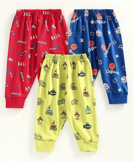 Cucumber Full Length Lounge Pant Pack of 3 - Green Red Navy