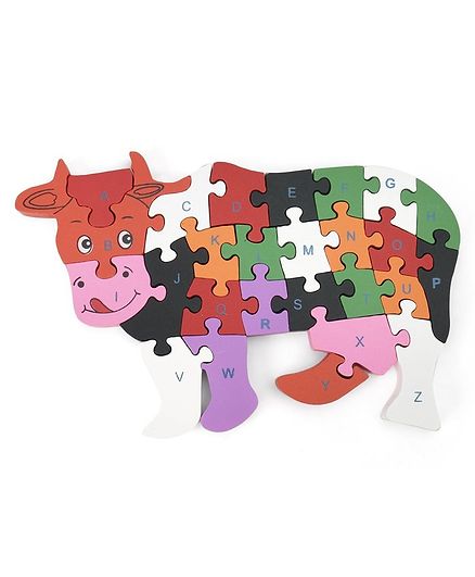 Tinykart Cow Alphanumeric Jigsaw Puzzle - Multicolor