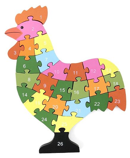 Tinykart Rooster Alphanumeric Jigsaw Puzzle - Multicolor