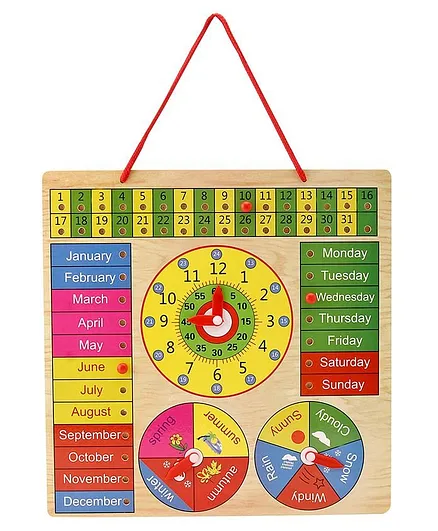 Tinykart Wooden Calendar Clock Puzzle - Multicolor