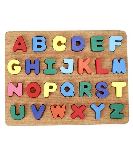 Tinykart Wooden Board with Alphabets - Multicolor