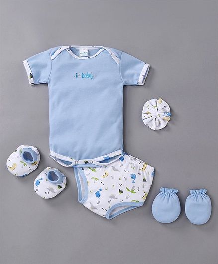 Montaly Infant Clothing Gift Set Pack of 5 - Blue White