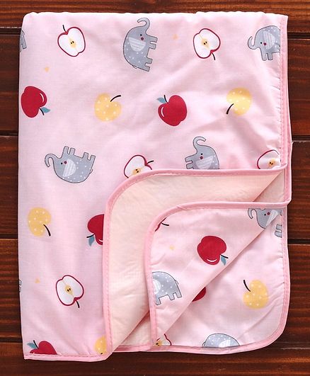 Diaper Changing Mat Apple & Elephant Print - Pink