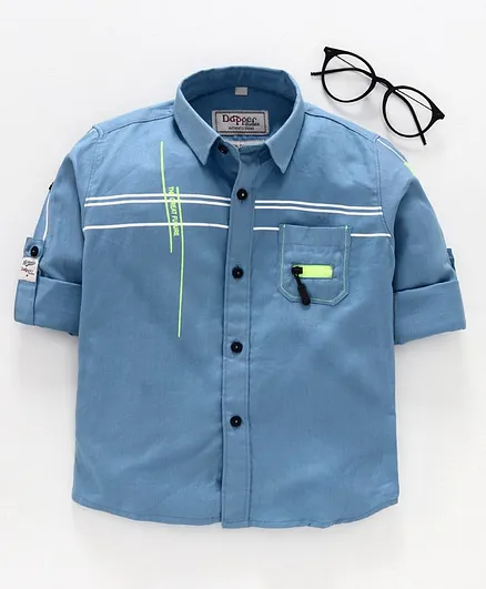 Dapper Dudes Full Sleeves Printed Shirt - Sky Blue
