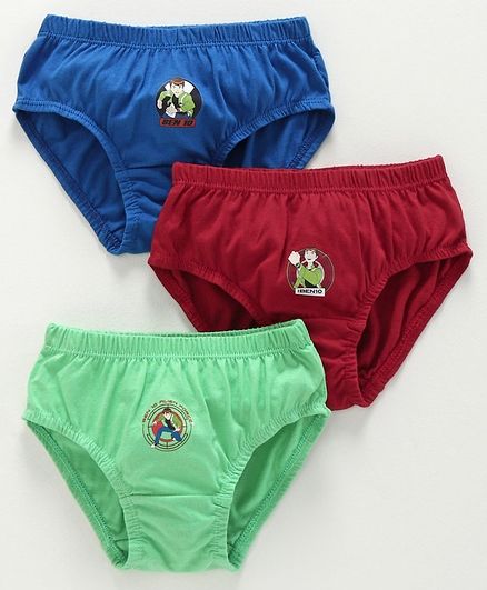 Red Rose Briefs Ben 10 Print Pack of 3 - Green Blue Red