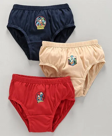Red Rose Briefs Pack of 3 - Blue, Red & Cream