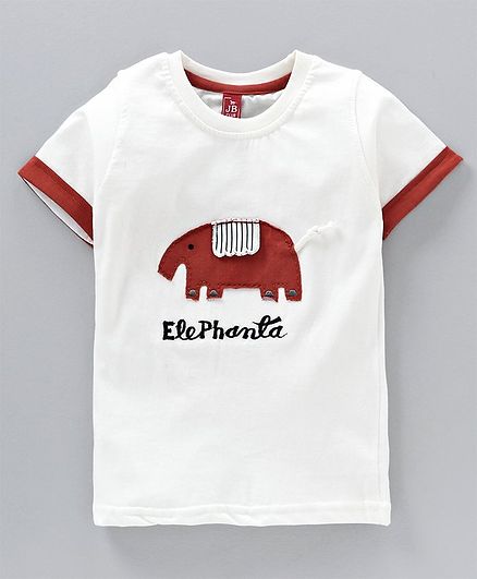 Jb Club Elephant Patch Print Half Sleeves Tee - Orange