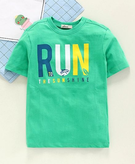 Adams Kids Run Print Half Sleeves Tee - Green