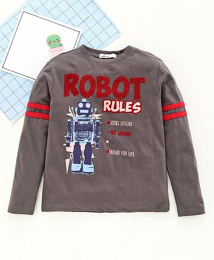 Adams Kids Robot Print Full Sleeves Tee - Grey