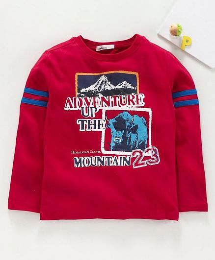 Adams Kids Full Sleeves Mountain Print Detailing Tee - Red