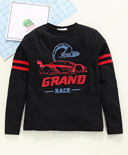 Adams Kids Grand Race Print Full Sleeves Tee - Black