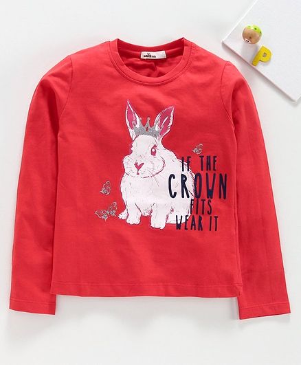 Adams Kids Full Sleeves Bunny Printed Tee - Red