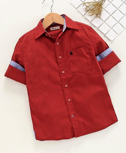 Adams Kids Solid Full Sleeves Shirt - Red