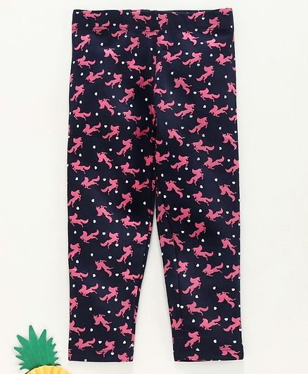 Adams Kids Full Length Unicorn Printed Leggings - Navy Blue