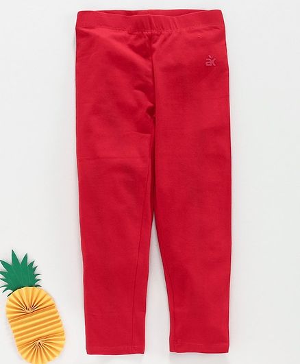 Adams Kids Solid Colour Full Length Leggings - Red