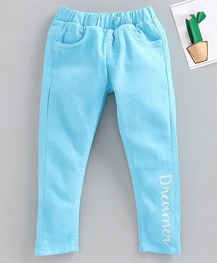 Babyhug Full Length Solid Jeans - Turquoise