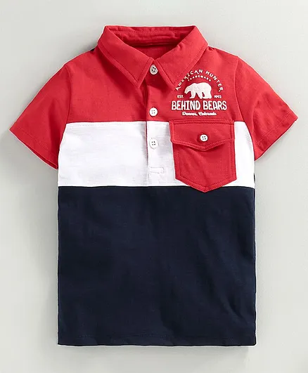 JusCubs Half Sleeves Behind Bears Print Tee - Red