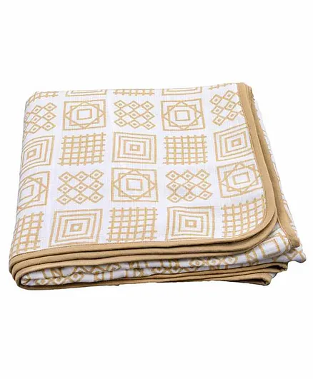 Kaarpas Premium Organic Cotton Muslin 2 Layered Blanket Charming Patterns - Brown