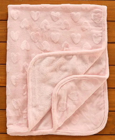 Fox Baby Blanket Heart Print - Pink