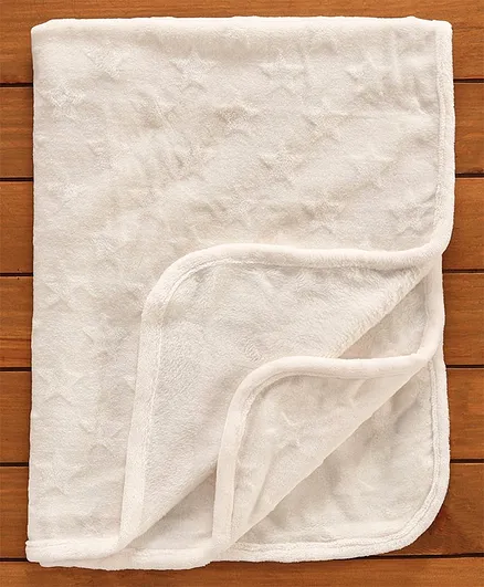 Fox Baby Blanket Star Print - Off White