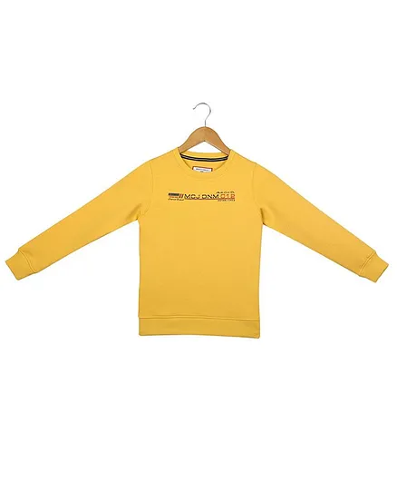 Monte Carlo Full Sleeves Text Print Sweatshirt - Yellow